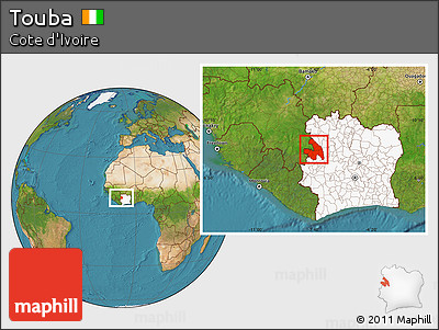 Satellite Location Map of Touba, highlighted country