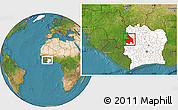 Satellite Location Map of Touba, highlighted country