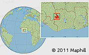 Savanna Style Location Map of Touba, within the entire country