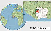 Savanna Style Location Map of Touba, highlighted country