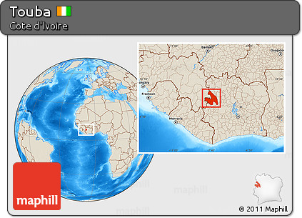 Shaded Relief Location Map of Touba