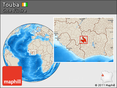 Shaded Relief Location Map of Touba