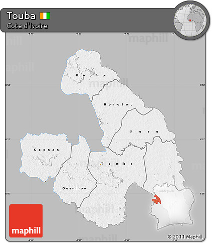 Gray Map of Touba, single color outside