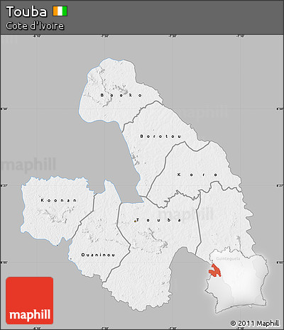 Gray Map of Touba, single color outside