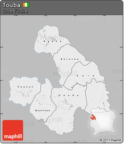 Gray Map of Touba, single color outside