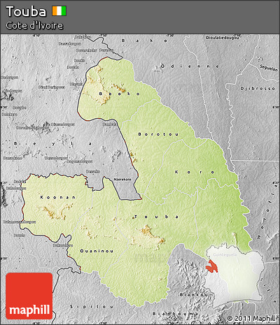 Physical Map of Touba, desaturated