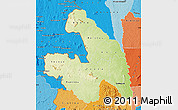 Physical Map of Touba, political shades outside