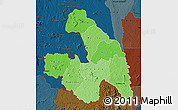 Political Shades Map of Touba, darken