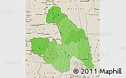 Political Shades Map of Touba, shaded relief outside