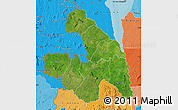 Satellite Map of Touba, political shades outside