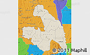 Shaded Relief Map of Touba, political outside