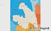 Shaded Relief Map of Touba, political shades outside