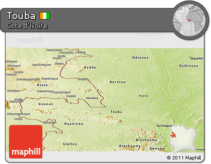 Physical Panoramic Map of Touba