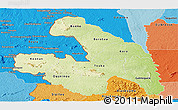 Physical Panoramic Map of Touba, political shades outside