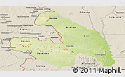 Physical Panoramic Map of Touba, shaded relief outside
