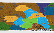 Political Panoramic Map of Touba, darken