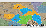 Political Panoramic Map of Touba, semi-desaturated