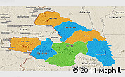 Political Panoramic Map of Touba, shaded relief outside