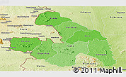 Political Shades Panoramic Map of Touba, physical outside