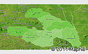 Political Shades Panoramic Map of Touba, satellite outside