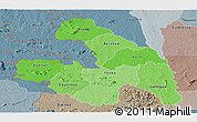 Political Shades Panoramic Map of Touba, semi-desaturated