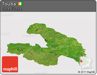 Satellite Panoramic Map of Touba, cropped outside
