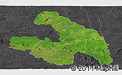 Satellite Panoramic Map of Touba, darken, desaturated