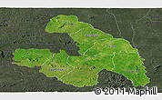 Satellite Panoramic Map of Touba, darken, semi-desaturated