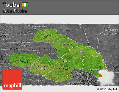 Satellite Panoramic Map of Touba, desaturated