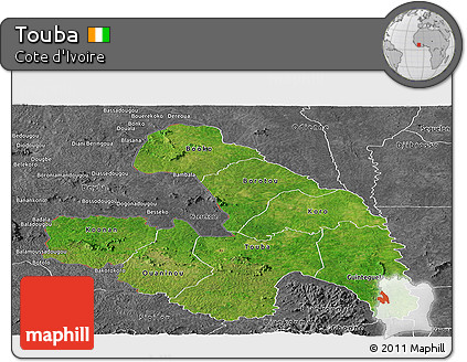 Satellite Panoramic Map of Touba, desaturated