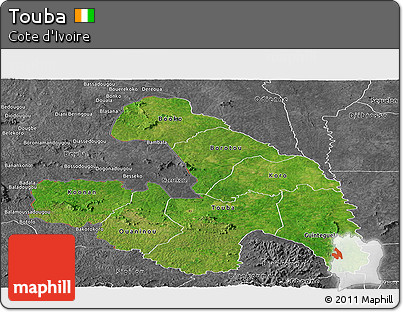 Satellite Panoramic Map of Touba, desaturated