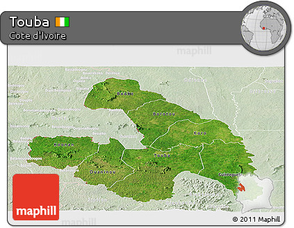 Satellite Panoramic Map of Touba, lighten