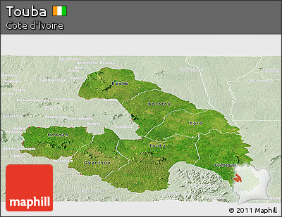 Satellite Panoramic Map of Touba, lighten