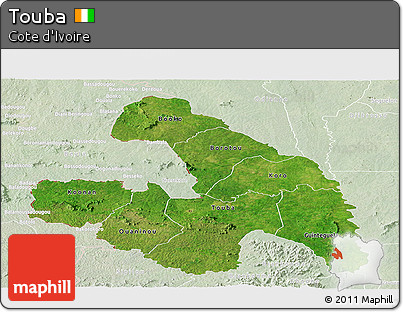 Satellite Panoramic Map of Touba, lighten