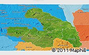 Satellite Panoramic Map of Touba, political shades outside