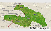 Satellite Panoramic Map of Touba, shaded relief outside