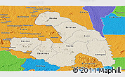 Shaded Relief Panoramic Map of Touba, political outside