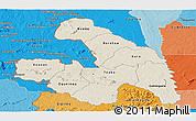 Shaded Relief Panoramic Map of Touba, political shades outside