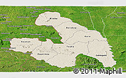 Shaded Relief Panoramic Map of Touba, satellite outside