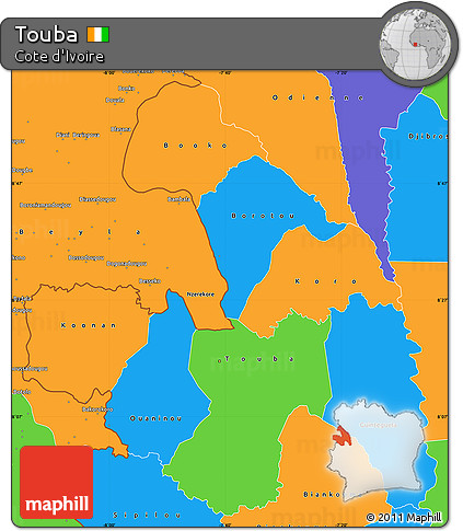 Political Simple Map of Touba