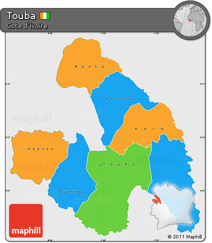 Political Simple Map of Touba, single color outside