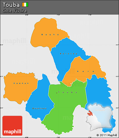 Political Simple Map of Touba, single color outside