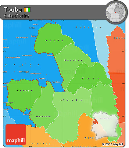 Political Shades Simple Map of Touba