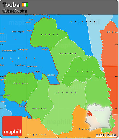 Political Shades Simple Map of Touba
