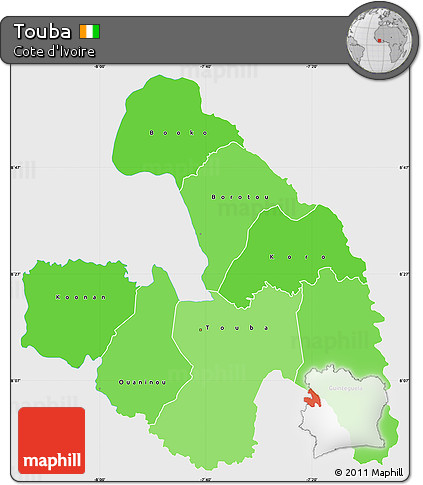 Political Shades Simple Map of Touba, single color outside
