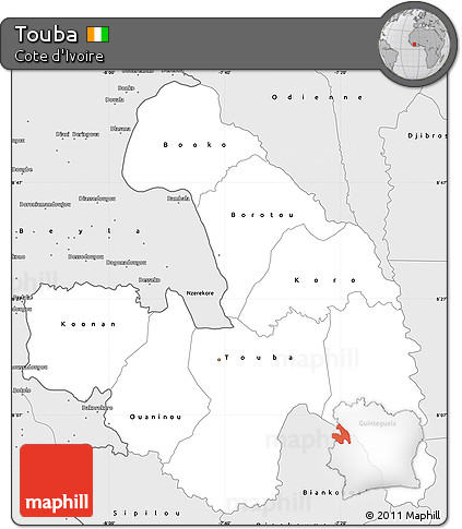 Silver Style Simple Map of Touba