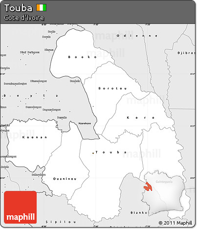 Silver Style Simple Map of Touba