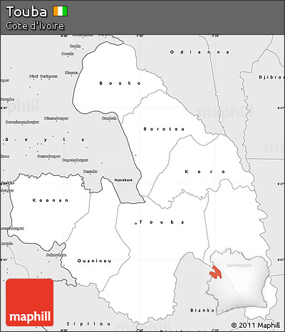 Silver Style Simple Map of Touba