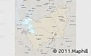 Shaded Relief 3D Map of Yamoussoukro, semi-desaturated