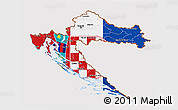 Flag 3D Map of Croatia, flag aligned to the middle